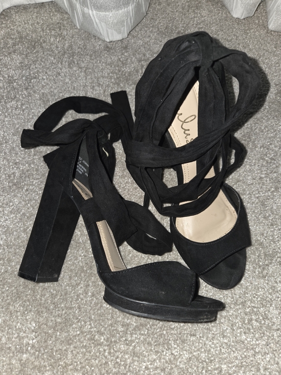 Lulus Shoes - Black Lace Up Block Heels